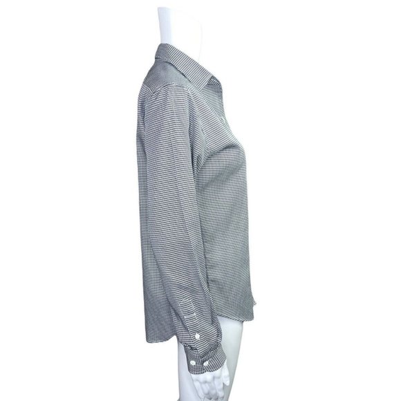 Faconnable Black White Houndstooth Check Long Sleeve Button Up Top Size Small - Picture 5 of 8